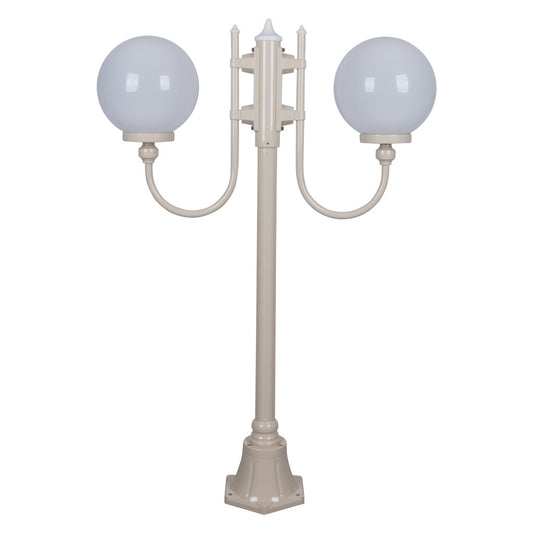 GT-608 Lisbon Twin 25cm Spheres Curved Arms Short Post Light - Powder Coated Finish / E27 - Beige