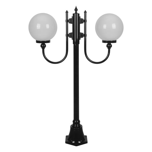 GT-608 Lisbon Twin 25cm Spheres Curved Arms Short Post Light - Powder Coated Finish / E27 - Black