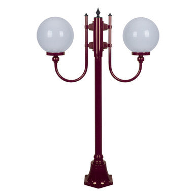 GT-608 Lisbon Twin 25cm Spheres Curved Arms Short Post Light - Powder Coated Finish / E27 - Burgundy