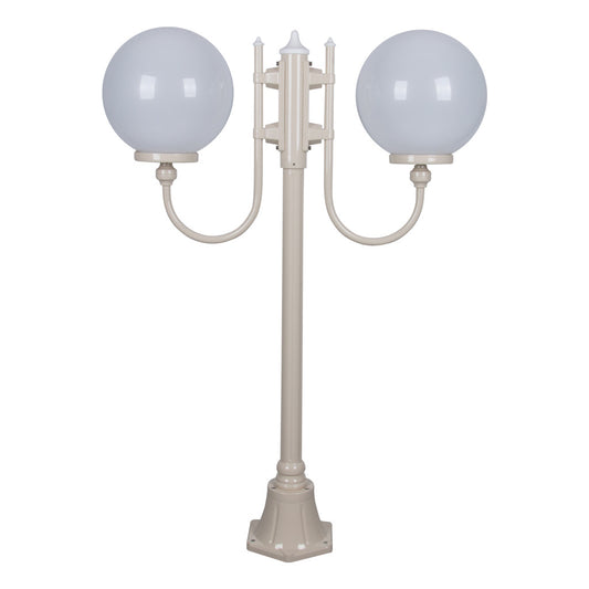 GT-609 Lisbon Twin 30cm Spheres Curved Arms Short Post Light - Powder Coated Finish / E27 - Beige