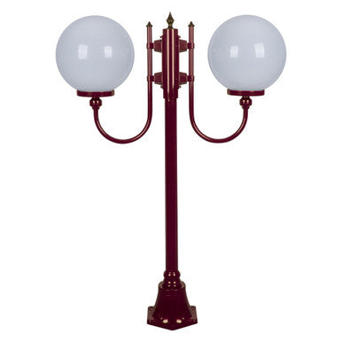 GT-609 Lisbon Twin 30cm Spheres Curved Arms Short Post Light - Powder Coated Finish / E27 - Burgundy