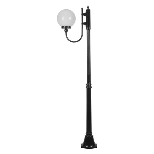 GT-612 Lisbon 25cm Sphere Curved Arm Medium Post Light - Powder Coated Finish / E27 - Black