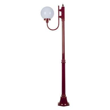 GT-612 Lisbon 25cm Sphere Curved Arm Medium Post Light - Powder Coated Finish / E27 - Burgundy