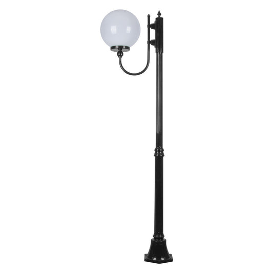 GT-613 Lisbon 30cm Sphere Curved Arm Medium Post Light - Powder Coated Finish / E27 - Black