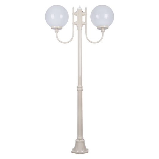 GT-615 Lisbon Twin 30cm Sphere Curved Arms Medium Post Light - Powder Coated Finish / E27 - Beige
