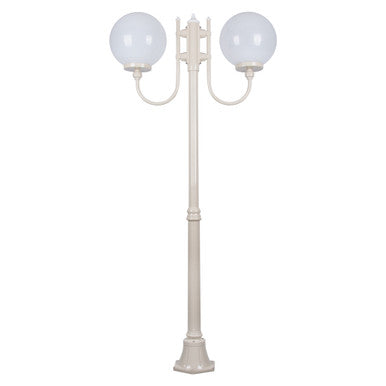 GT-615 Lisbon Twin 30cm Sphere Curved Arms Medium Post Light - Powder Coated Finish / E27 - Beige