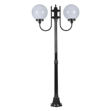 GT-615 Lisbon Twin 30cm Sphere Curved Arms Medium Post Light - Powder Coated Finish / E27 - Black