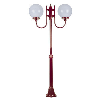 GT-615 Lisbon Twin 30cm Sphere Curved Arms Medium Post Light - Powder Coated Finish / E27 - Burgundy