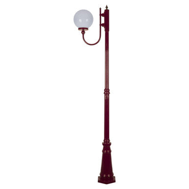 GT-618 Lisbon 25cm Sphere Curved Arm Tall Post Light - Powder Coated Finish / E27 - Burgundy