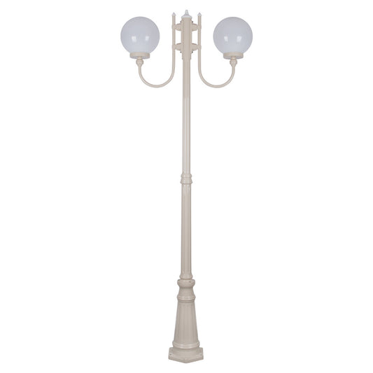 GT-620 Lisbon Twin 25cm Sphere Curved Arms Tall Post Light - Powder Coated Finish / E27 - Beige