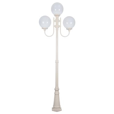 GT-623 Lisbon Triple 30cm Spheres Curved Arms Tall Post Light - Powder Coated Finish / E27 - Beige