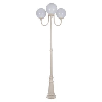 GT-624 Lisbon Triple 25cm Spheres Curved Arms Tall Post Light - Powder Coated Finish / E27 - Beige