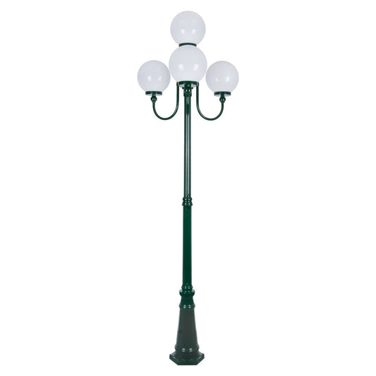 GT-626 Lisbon Four 25cm Spheres Curved Arms Tall Post Light - Powder Coated Finish / E27 - Green