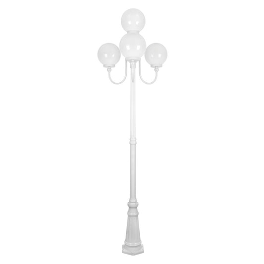 GT-626 Lisbon Four 25cm Spheres Curved Arms Tall Post Light - Powder Coated Finish / E27 - White