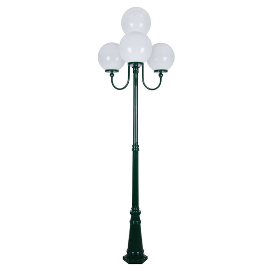 GT-627 Lisbon Four 30cm Spheres Curved Arms Tall Post Light - Powder Coated Finish / E27 - Green
