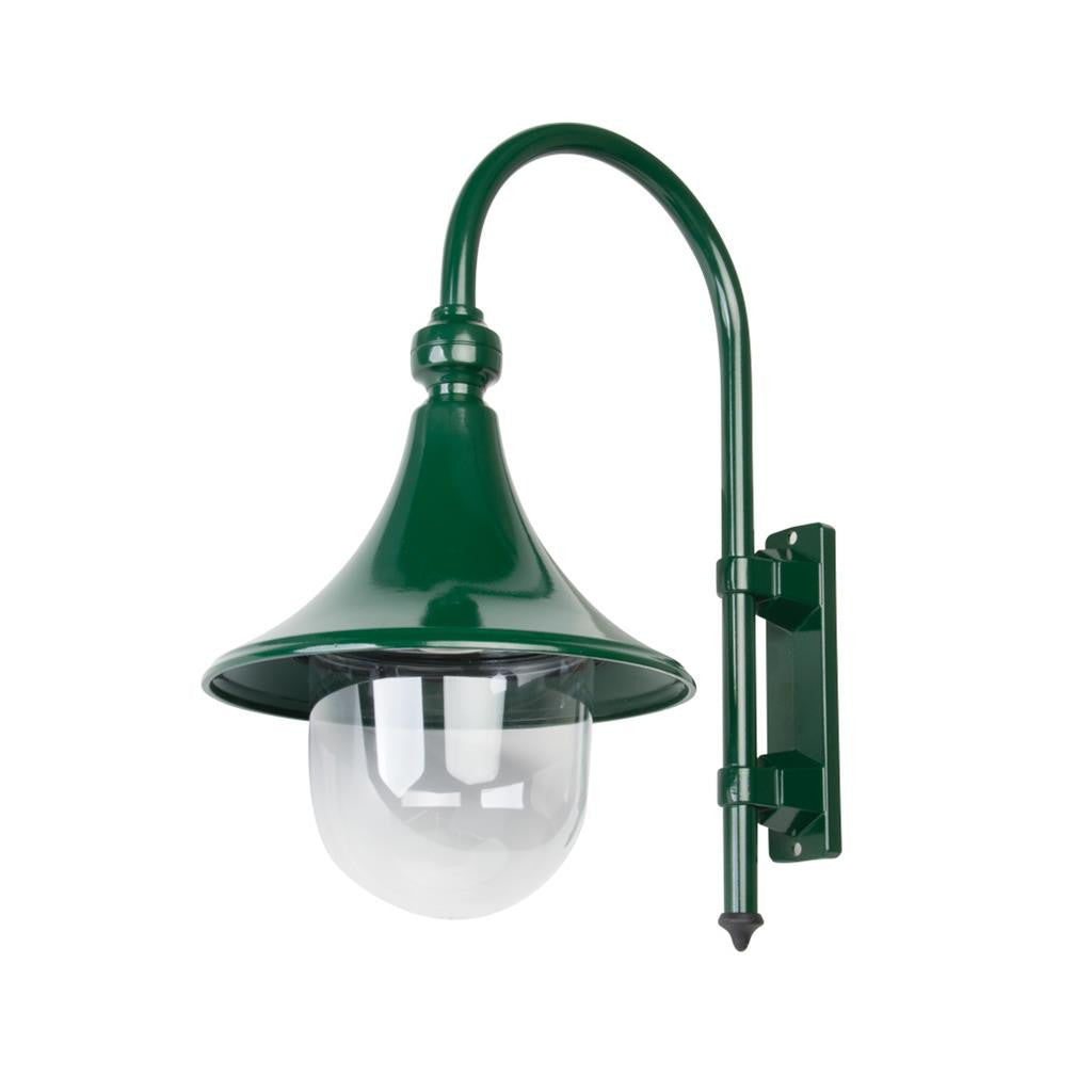 GT-653 Monaco Curved Arm Downward Post Bracket - Powder Coated Finish / E27 - Green