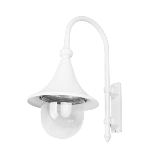 GT-653 Monaco Curved Arm Downward Post Bracket - Powder Coated Finish / E27 - White