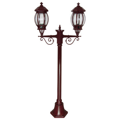 GT-675 Vienna Twin Head Short Post Light - Powder Coated Finish / B22 - Burgundy