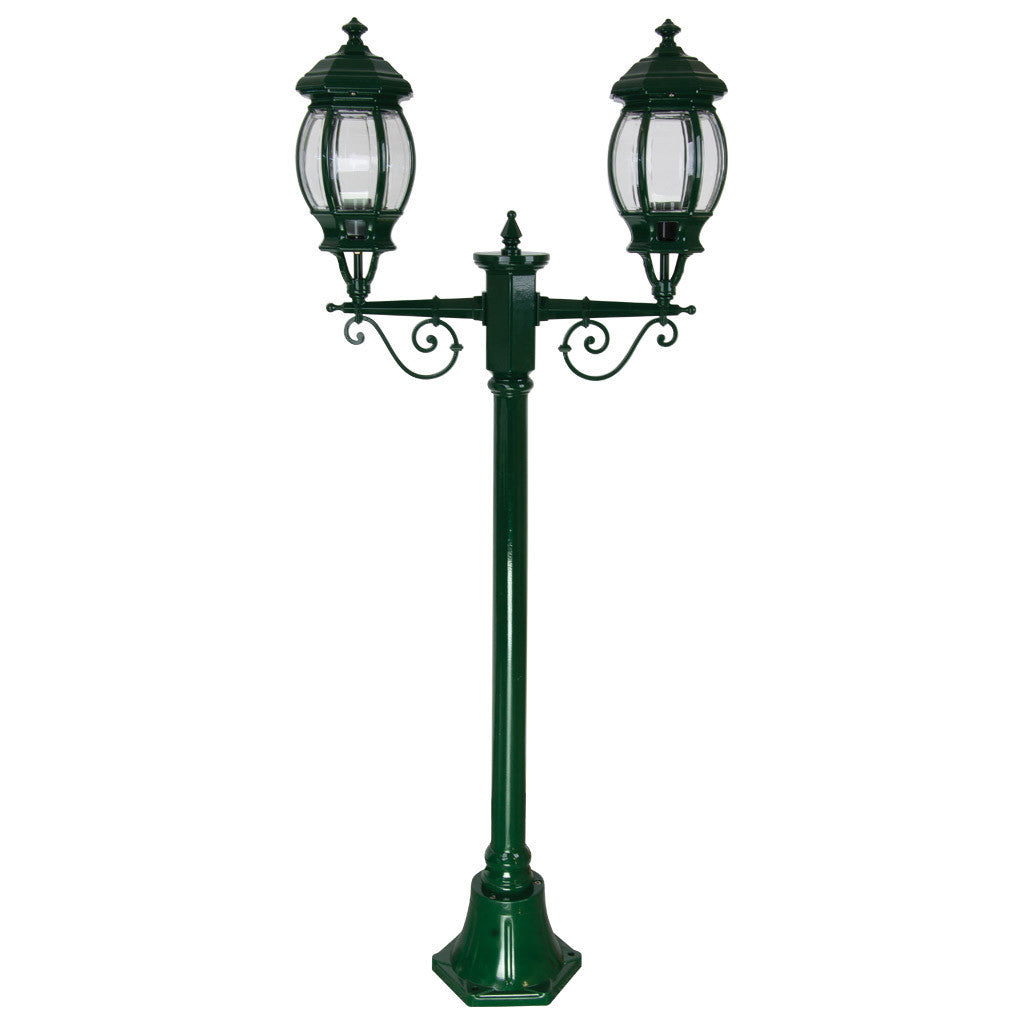 GT-675 Vienna Twin Head Short Post Light - Powder Coated Finish / B22 - Green