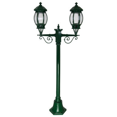 GT-675 Vienna Twin Head Short Post Light - Powder Coated Finish / B22 - Green