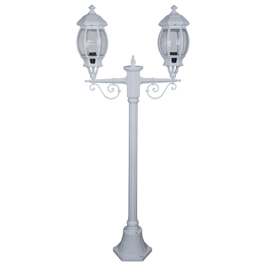 GT-675 Vienna Twin Head Short Post Light - Powder Coated Finish / B22 - White