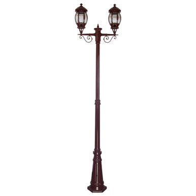 GT-680 Vienna Twin Head Tall Post Light - Powder Coated Finish / B22 - Burgundy