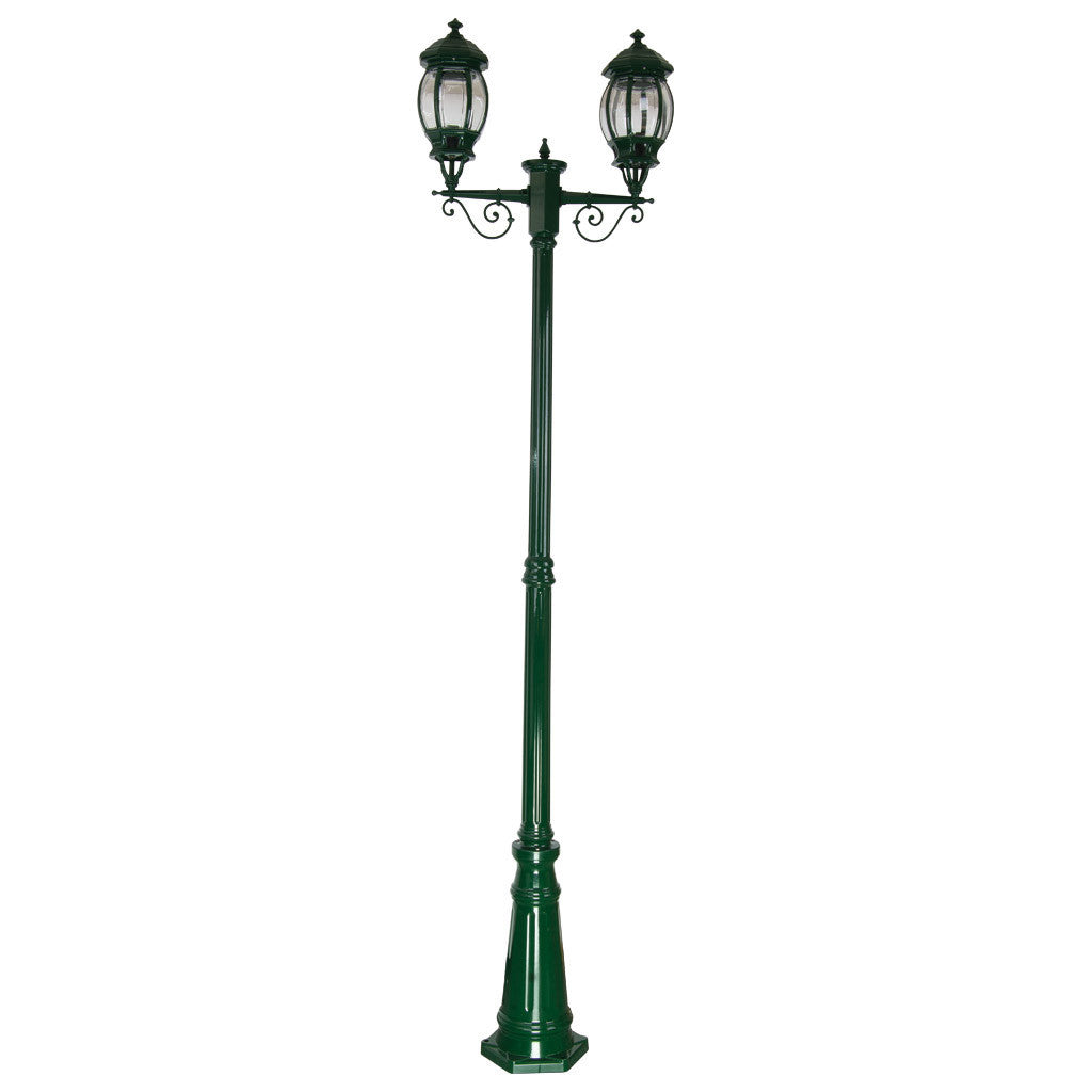 GT-680 Vienna Twin Head Tall Post Light - Powder Coated Finish / B22 - Green