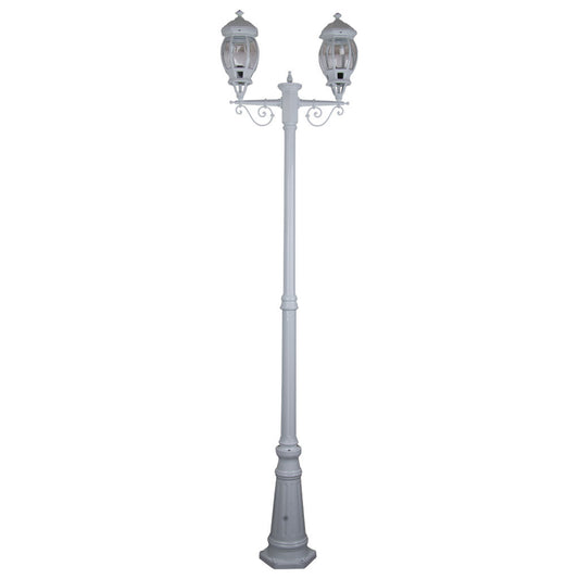 GT-680 Vienna Twin Head Tall Post Light - Powder Coated Finish / B22 - White