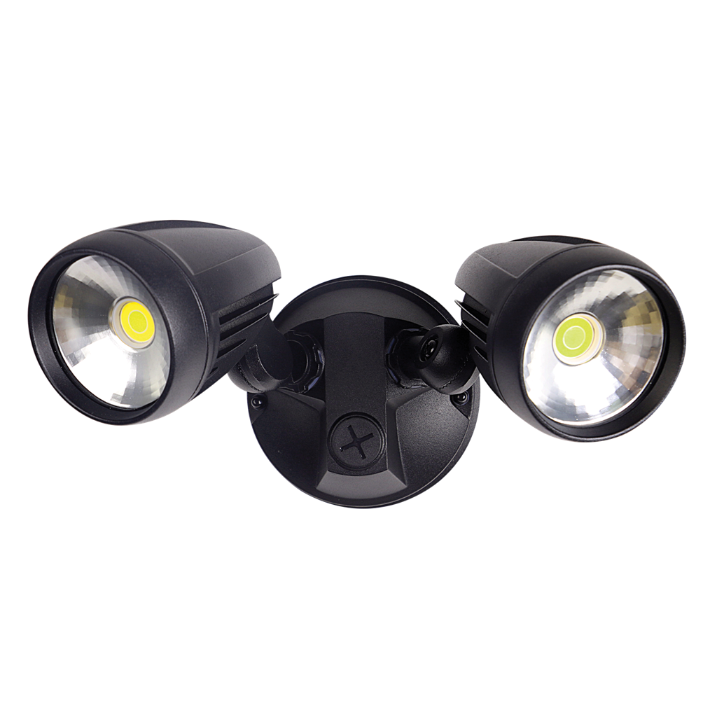MURO-PRO-30 Twin Head 30W LED Spotlight - TRIO Tricolour - Black