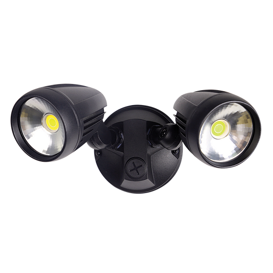 MURO-PRO-30S Twin Head 30W LED Spotlight with Sensor - TRIO Tricolour - Black