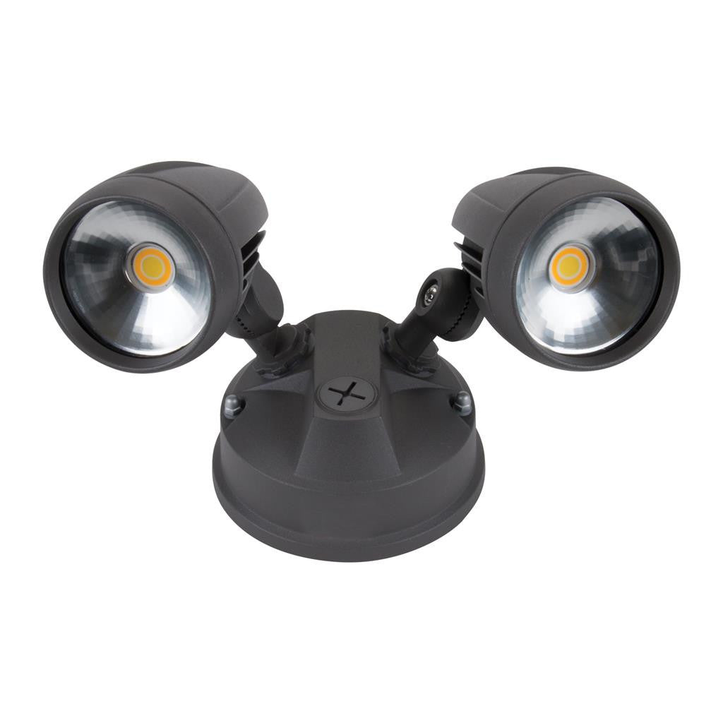 MURO-PRO-30S Twin Head 30W LED Spotlight with Sensor - TRIO Tricolour - Dark Grey
