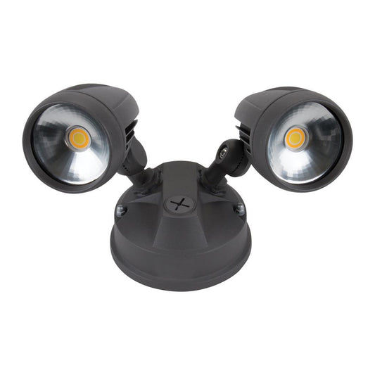 MURO-PRO-30S Twin Head 30W LED Spotlight with Sensor - TRIO Tricolour - Dark Grey