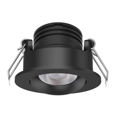 PICO-3 Mini Round 3W Dimmable Led Tiltable Tricolour Downlight - Black