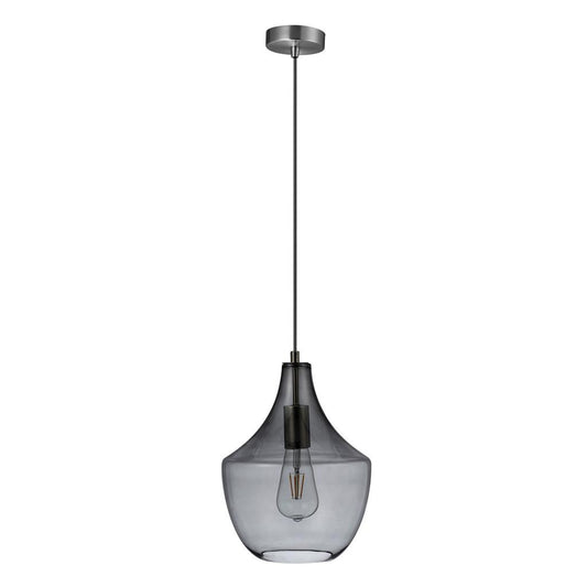 SAIL GLASS PENDANT 240V E27 SMOKE - Satin Chrome