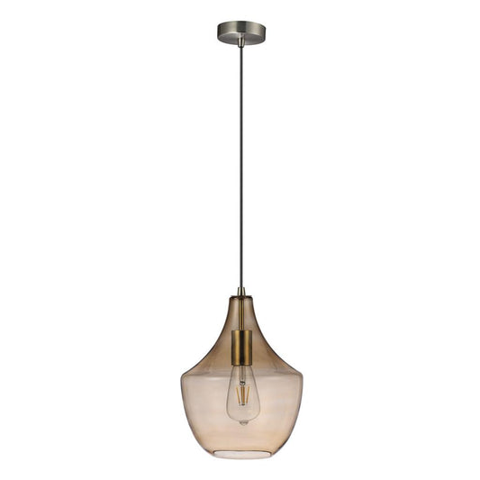 SAIL GLASS PENDANT 240V E27 AMBER - Antique Brass