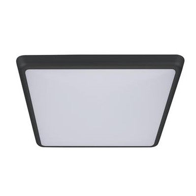 SOLAR-300-SQ Square Tricolour 25W 300MM Slimline Led Dimmable IP54 Oyster Light - Black