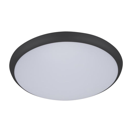 SOLAR-400 Round Tricolour 35W 400MM Slimline LED Dimmable IP54 Oyster Light - Black